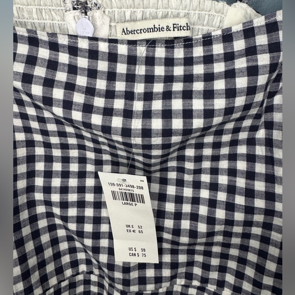 NWT Abercrombie & Fitch Navy Gingham Mini Dress | Size LP - Picture 6 of 6